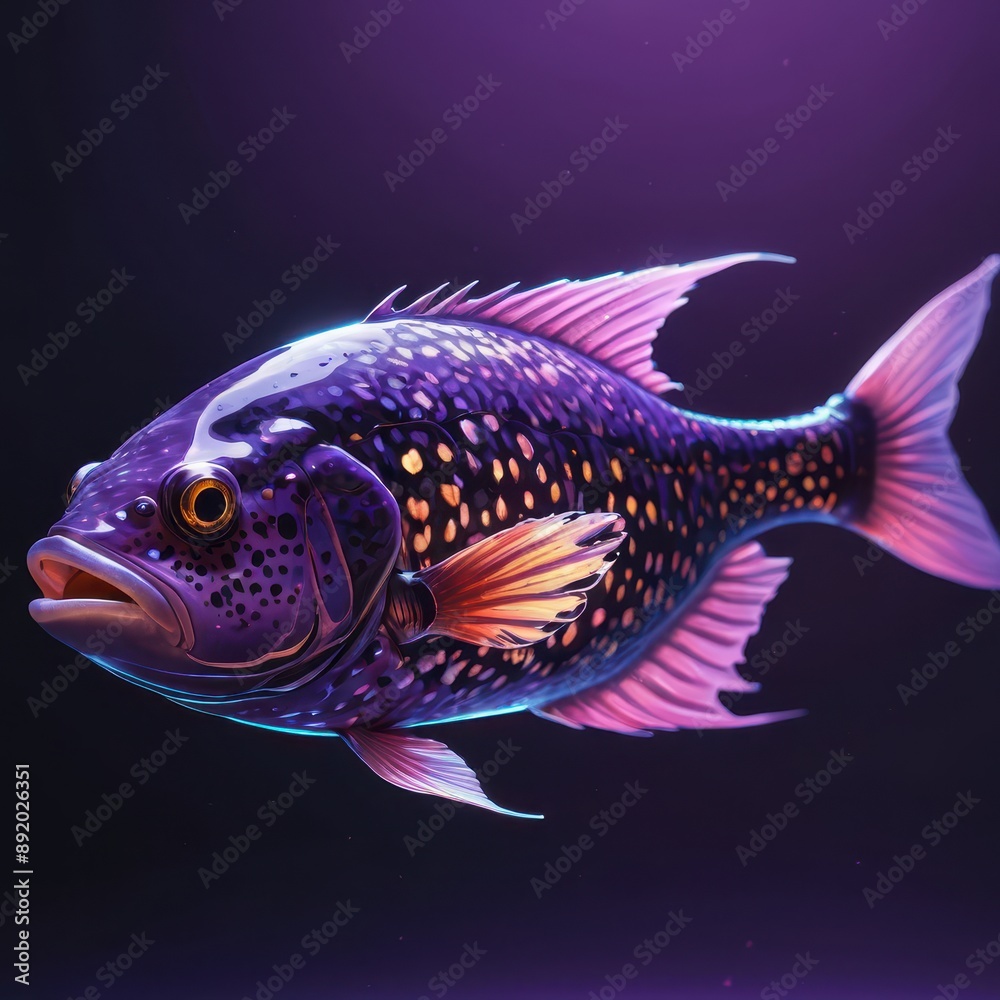 Fototapeta premium Purple and Orange Fish with Spots.