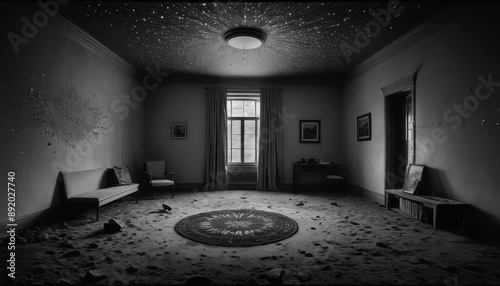 Abandoned Room with Shattered Ceiling.