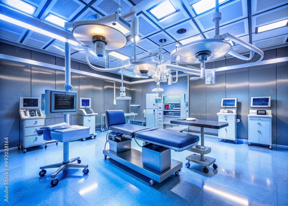 Sleek stainless steel medical equipment and advanced tools align the walls of a state-of-the-art operating room, illuminated by soft blue and white lighting. Sleek stainless steel medical equipment and advanced tools align the walls of a state-of-the-art operating room, illuminated by soft blue and white lighting.