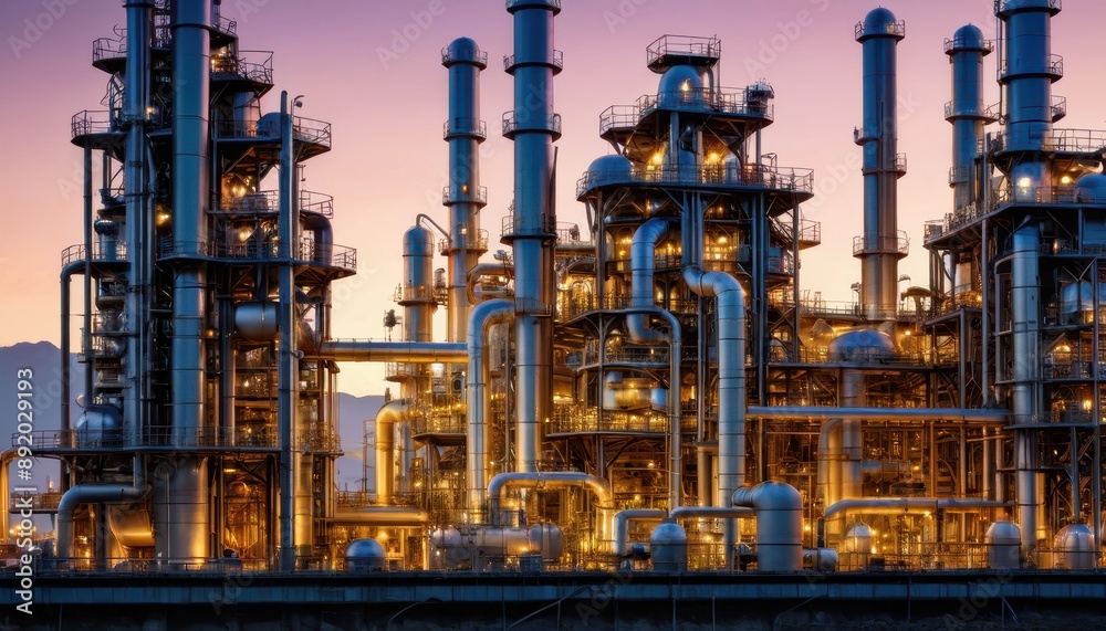Fototapeta premium Industrial Plant at Sunset.