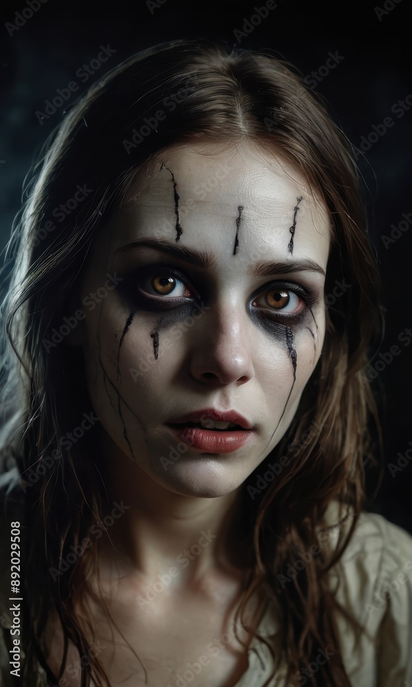 Portrait of a Woman with Halloween Makeup. Portrait of a Woman with Halloween Makeup.