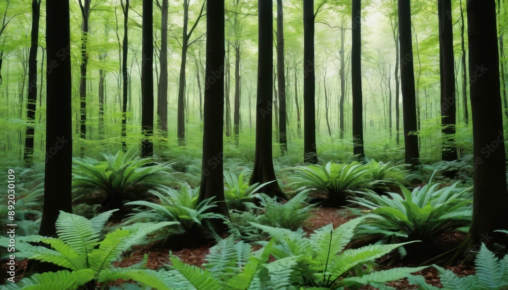 Lush Green Forest with Ferns. Lush Green Forest with Ferns.