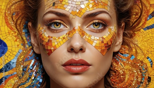 Woman with Mosaic Makeup.