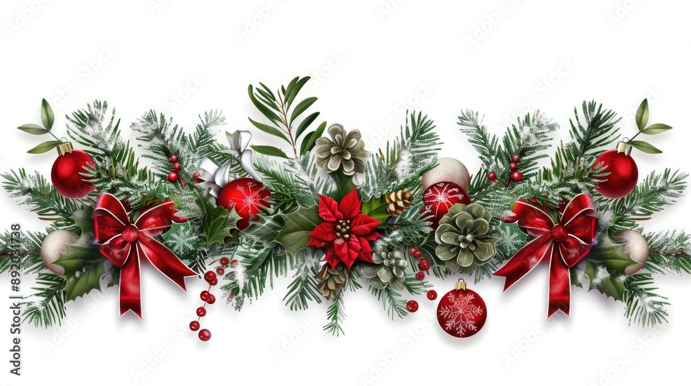 Decorative Christmas Border made from Wreath Ribbon for Festive Decoration