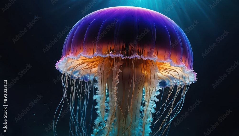Bioluminescent Jellyfish Underwater. Bioluminescent Jellyfish Underwater.