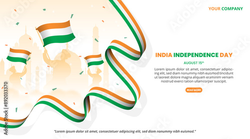 India Independence Day Background with people holding flags