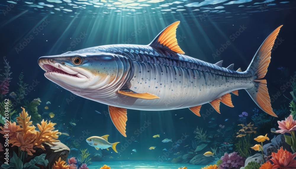 Naklejka premium Giant Freshwater Fish Underwater.