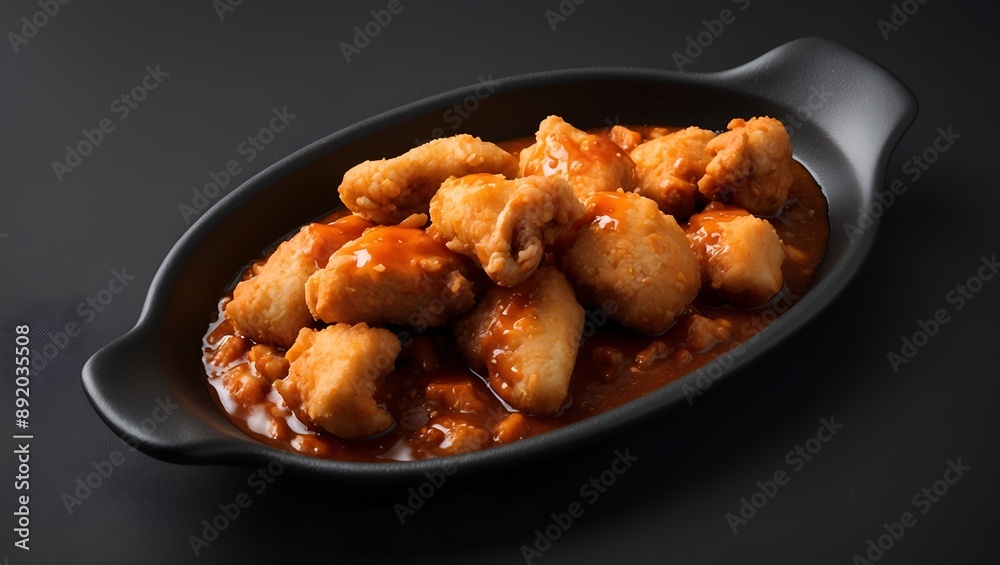 General Tso's Chicken - Deep-fried chicken pieces in a sweet and spicy sauce. General Tso's Chicken - Deep-fried chicken pieces in a sweet and spicy sauce.
