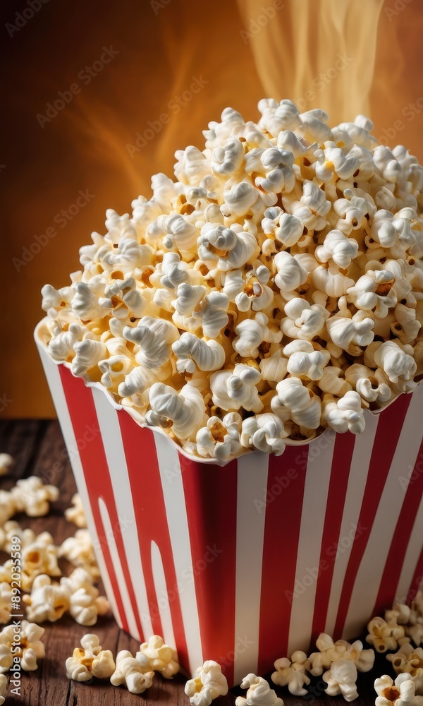 Popcorn in a Red and White Striped Bucket.