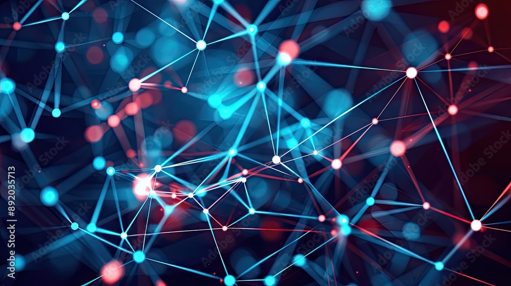 Glowing Connections and Data Points in a Digital Network Glowing Connections and Data Points in a Digital Network