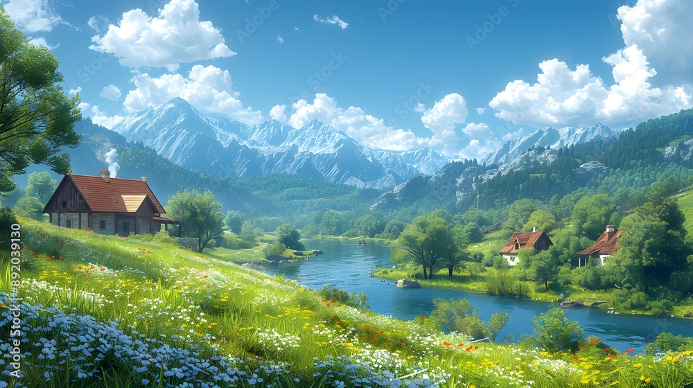 Peaceful Countryside: Generative AI Visualization Peaceful Countryside: Generative AI Visualization