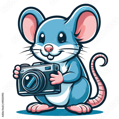 A mouse with a camera Adobe Illustrator Artwork