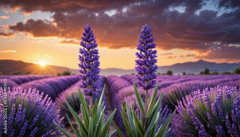 Fototapeta premium Lavender Field Sunset.
