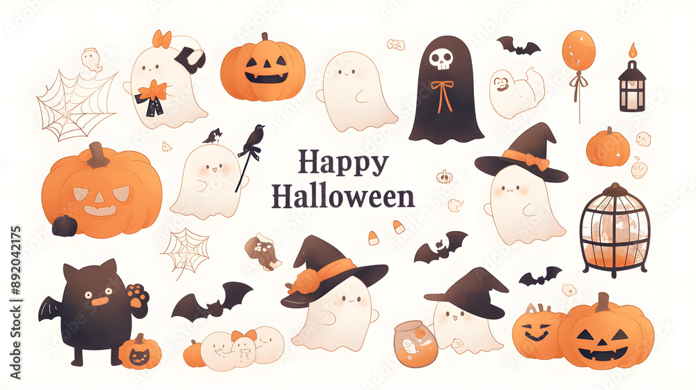 Fototapeta premium a cute Japanese cartoon style illustration in the style of kawaii art. There is 