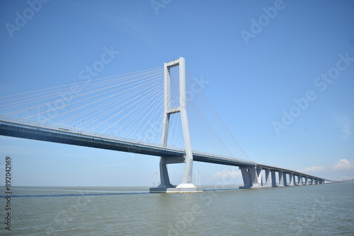 Suramadu Bridge which connects Java Island and Madura Island. This bridge is very famous.
