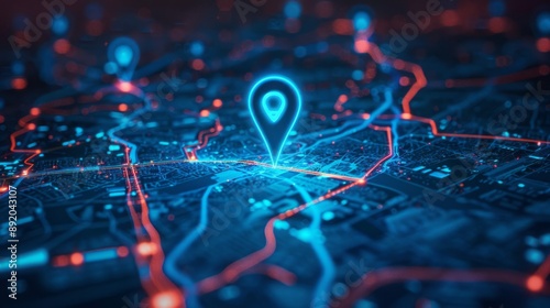 Fototapeta Naklejka Na Ścianę i Meble -  pinpoint digital tech map 