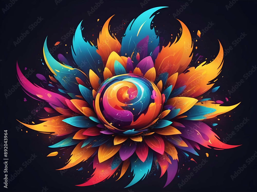 abstract glowing cultural arts colorful explosion of symbolization logo abstract glowing cultural arts colorful explosion of symbolization logo