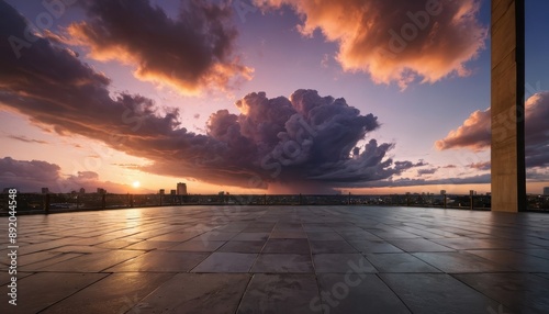 Dramatic Sunset Over Cityscape.