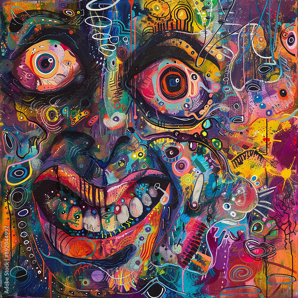 Fototapeta premium Painting style illustration of punk zombie graffiti style 
