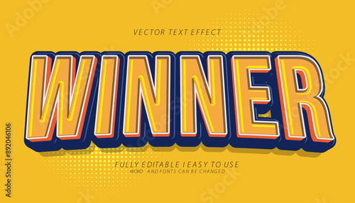 3d editable winner text effect, trendy style text effect template