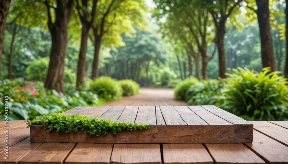 Wooden Platform in a Green Forest. Wooden Platform in a Green Forest.