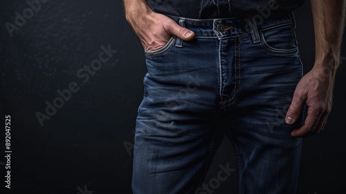 Stylish men s classic denim in dark setting photo