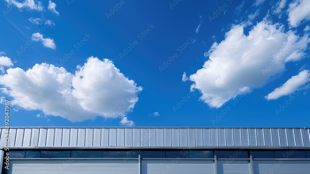 Corrugated Steel Warehouse Near Industrial Building under Blue Sky Corrugated Steel Warehouse Near Industrial Building under Blue Sky