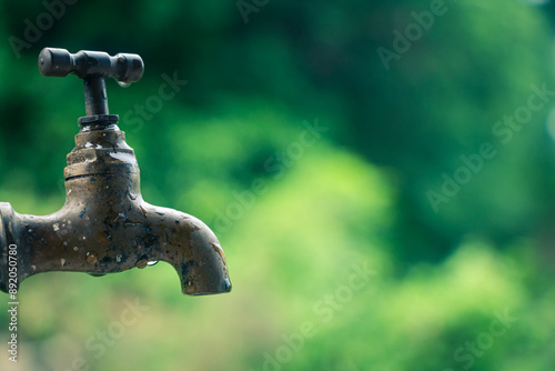The hand of a child turning on water from a faucet that had no water during a shortage in order to drink.