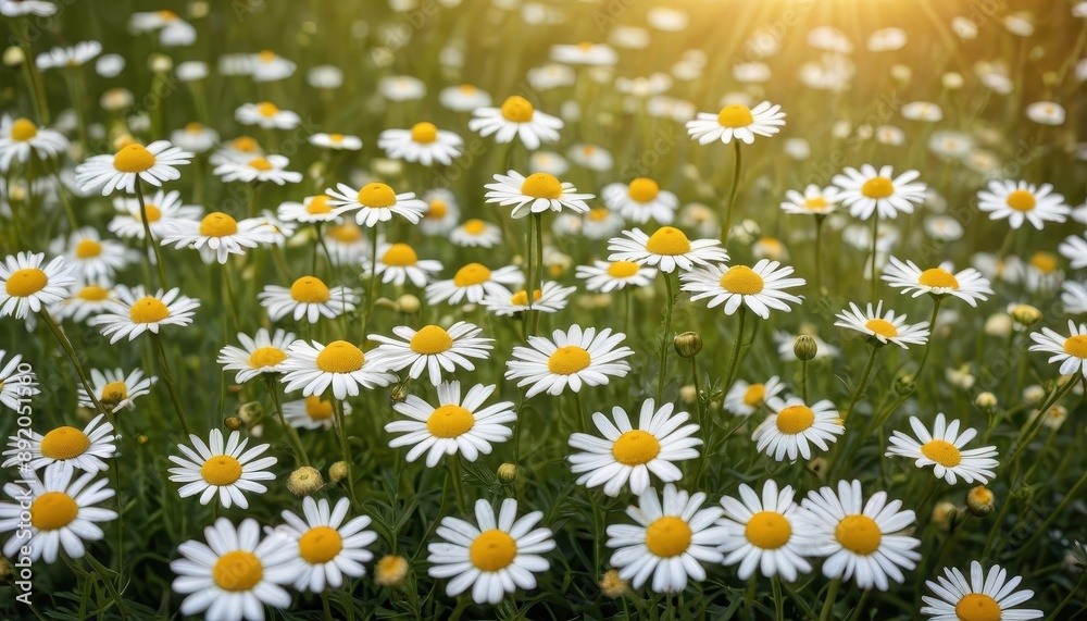 Daisy Field in Sunlight.
