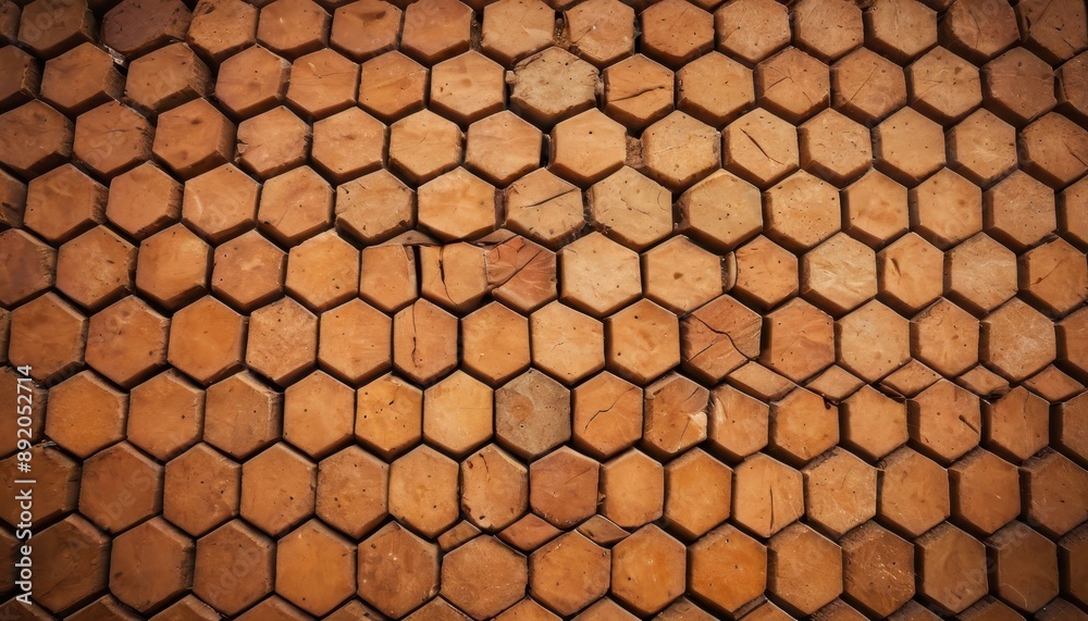 Naklejka premium Hexagonal Wooden Wall Texture.