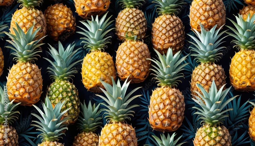 Pineapple Pattern on Dark Background. Pineapple Pattern on Dark Background.