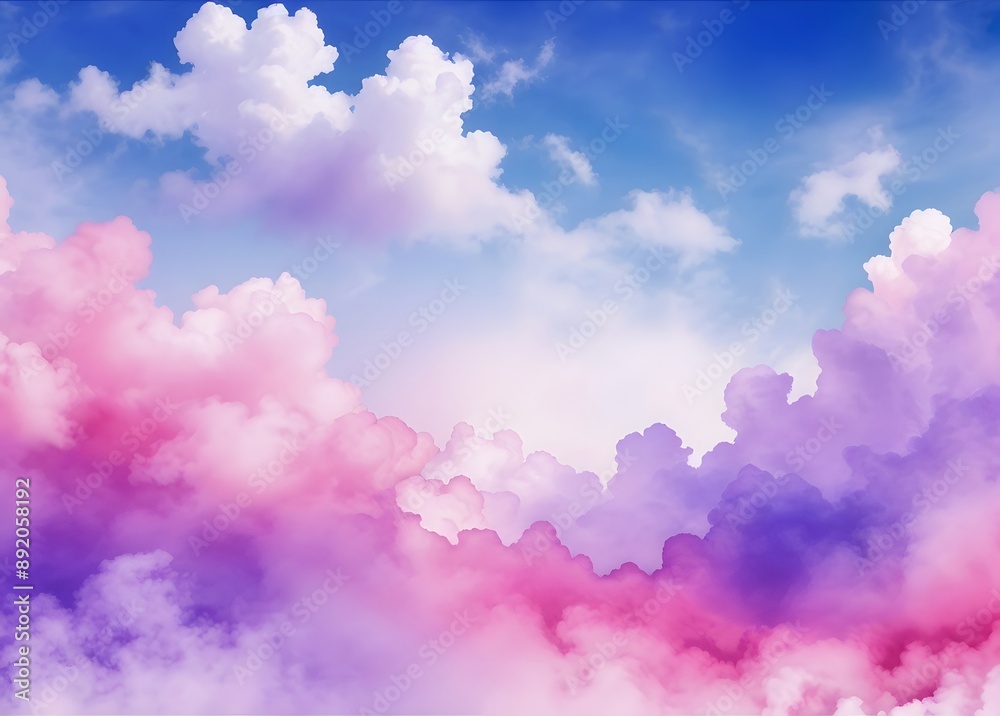 beauty abstract sweet pastel soft violet and blue with fluffy clouds on sky. multi color rainbow image. fantasy growing light
