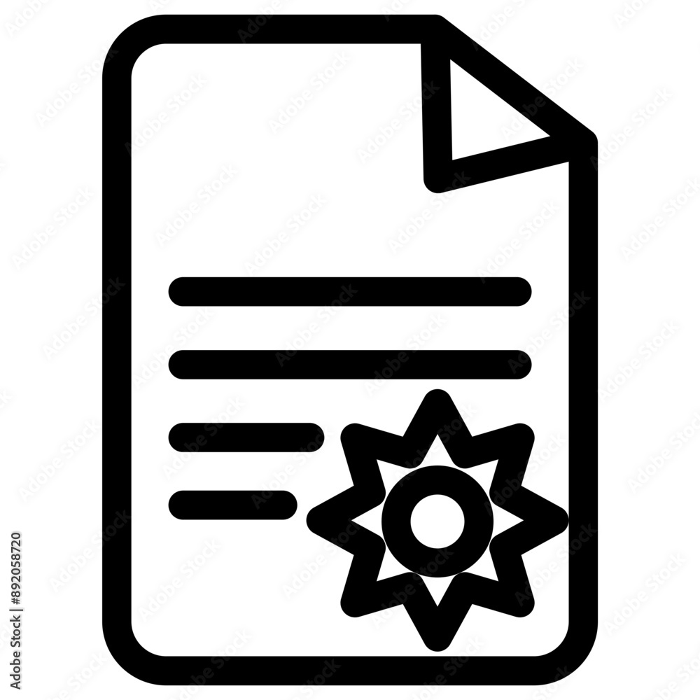 Document with written text and certificate stamp icon symbol - Graduation certification document Document with written text and certificate stamp icon symbol - Graduation certification document