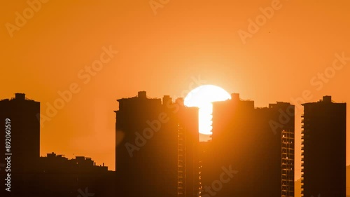 sunset over city