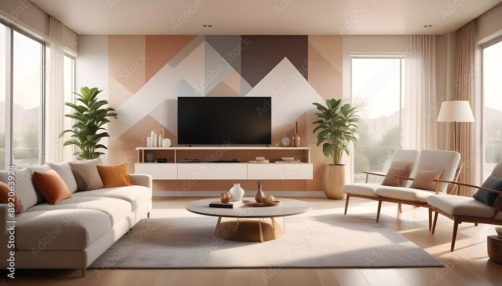 Fototapeta premium Photo interior modern design room 3d illustration