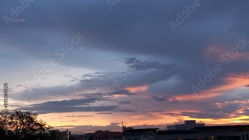 sunset over the city