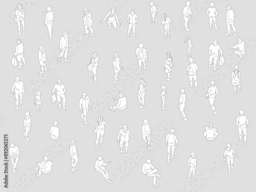 Obraz Isometric city people architectural vector illustration