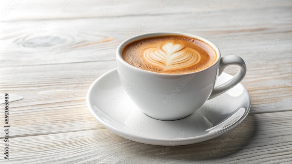 cappuccino coffee in a white mug on a white background