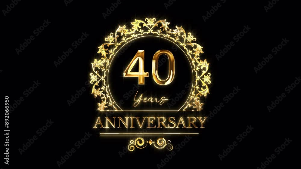 40th Anniversary Celebration. Golden 40 Years Anniversary Animation in Gold Color on the Transparent Background, Alpha Channel. Great for greetings, celebrations, events, and gifts. 40th Anniversary Celebration. Golden 40 Years Anniversary Animation in Gold Color on the Transparent Background, Alpha Channel. Great for greetings, celebrations, events, and gifts.