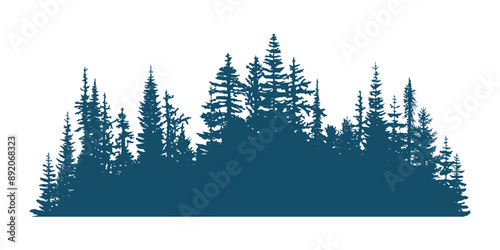Silhouette of a forest, isolated on white background	
