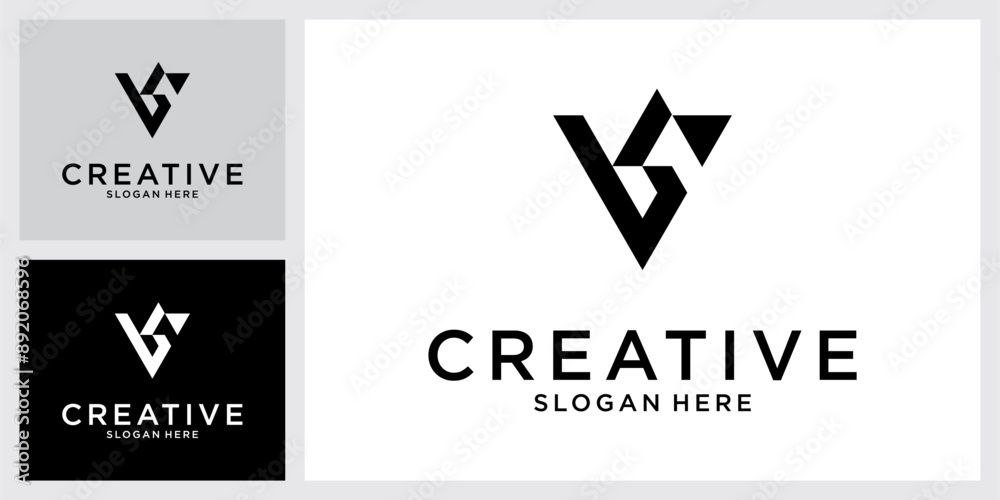VS or SV initial letter logo design vector VS or SV initial letter logo design vector