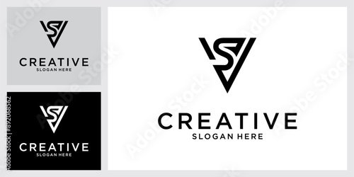 VS or SV initial letter logo design vector