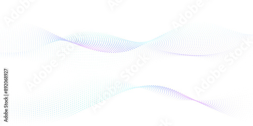 Flowing particles form waves, a gradient light pattern. modern technology background Vector illustration