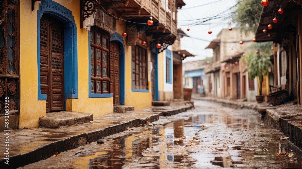 Fototapeta premium 4K Alley Wallpaper, Landscape of an abandoned city. 4K Quality