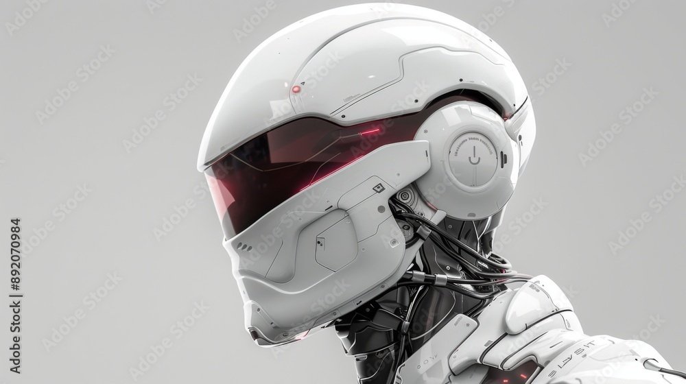 Cyberpunk Robot Head with Red Glowing Eyes Cyberpunk Robot Head with Red Glowing Eyes