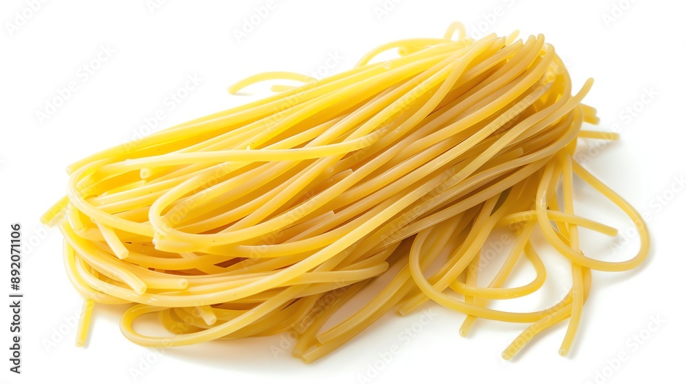 A top view of Carbonara isolated white background, studio light for focused advertising A top view of Carbonara isolated white background, studio light for focused advertising