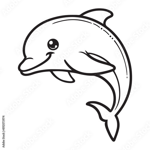 Line art of dolphin cartoon vector