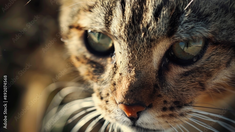 Close up outdoor portrait of a wild feline