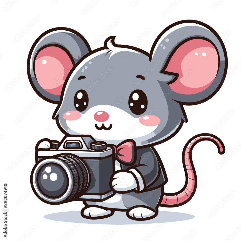 Naklejka premium A mouse with a camera Adobe Illustrator Artwork