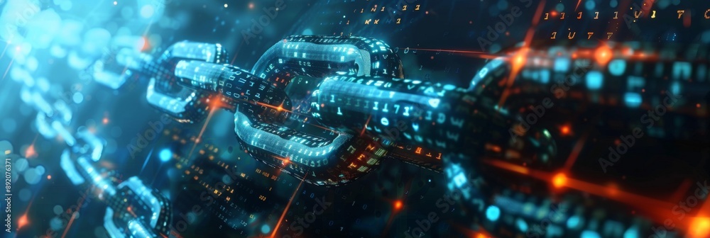 Obraz premium Blockchain Data Visualization: Abstract Graphics Emphasizing the Analytical Power of Blockchain Technology